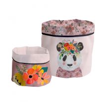 Little Nice Things - 2er-Set Aufbewahrungskörbe Floral Panda - Multicolor