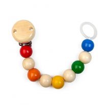 Grün Specht - Holz-Schnullerkette mit Silikonring Regenbogen, Schnullerhalter für Baby - Multicolor