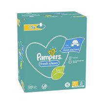 Pampers - Fresh Clean - 15 Packungen mit 80 Feuchttüchern (1200 Feuchttücher insgesamt) für Baby