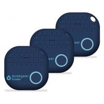 Musegear - localizzatore Chiavi Bluetooth - Blu Oscuro - 3 Pacchetto - Volume 3 Volte più Potente - Key Finder - Portafoglio Telefono blu - 3 