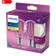 Philips - LED lampadina LED Goccia Filamento, 2 Pezzi, Equivalente a 60W, Attacco E27, Luce Bianca Calda, non Dimmerabile