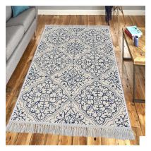 Home - Carpet - 100 x 300 cm - Cream White and Navy