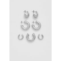 Stradivarius Pack 2 paires de boucles d’oreilles goutte, anneau et bijou d’oreilles  Gris OS