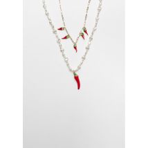 Stradivarius Lot de 2 colliers avec charm piments  Rouge OS