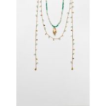 Stradivarius Set de 2 colliers avec perles et coquillage  Or OS