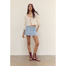 Stradivarius Mini-jupe-culotte à fentes  Denim bleu 34