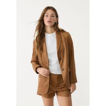 Stradivarius Mini-short en suédine  Camel clair 36