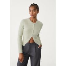 Stradivarius Veste avec boutons en fausse fourrure  Vert M