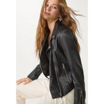 Stradivarius Blouson style motard cuir  Noir M