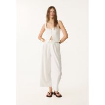 Stradivarius Top à bretelles lin avec boutons  Blanc S