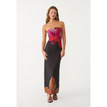 Stradivarius Robe épaules dénudées fleur  Noir L
