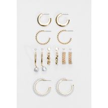 Stradivarius Lot de 9 paires de boucles d’oreilles et créoles à perles  Or OS