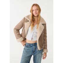 Stradivarius Blouson biker double face en suédine  Marron M