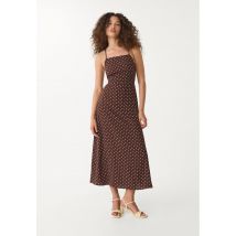 Stradivarius Robe longue à pois dos nu  Marron S