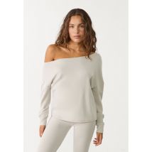 Stradivarius Sweat épaule dénudée en tissu doux  Gris S