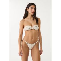 Stradivarius Haut de bikini bandeau à palmiers  Écru S