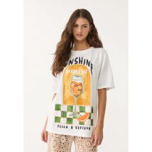 Stradivarius T-shirt oversize heavy cotton imprimé  Or L