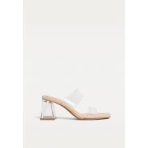 Stradivarius Sandales à talon large vinyle  BEIGE 35