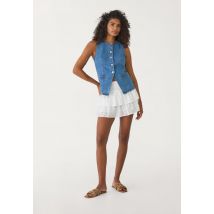 Stradivarius Top en jean boutons  DENIM BLEU MOYEN CLAIR DÉLAVÉ L