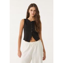 Stradivarius T-shirt basique à boutons  Noir S