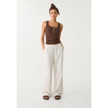 Stradivarius Pantalon fluide en lin  Écru M