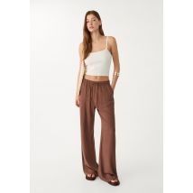 Stradivarius Pantalon fluide en lin  Marron XXS