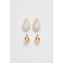 Stradivarius Lot de 2 paires de boucles d’oreilles gouttes contrastantes  Or OS