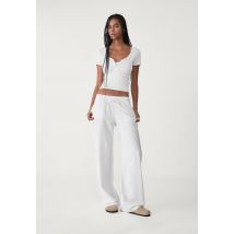 Stradivarius Pantalon lin avec cordons  Blanc L