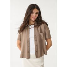 Stradivarius Chemise manches courtes avec lin  Marron M