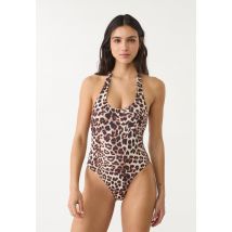 Stradivarius Maillot de bain encolure américaine léopard  Beige L