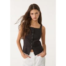 Stradivarius Gilet mi-long noué en lin  Noir S
