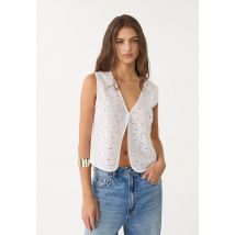 Stradivarius Gilet fluide brodé  Blanc L