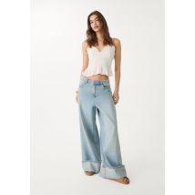 Stradivarius Jean wide leg à revers  Denim bleu 40