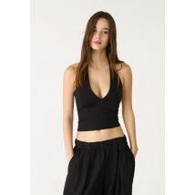 Stradivarius Top encolure américaine col en v  Noir S