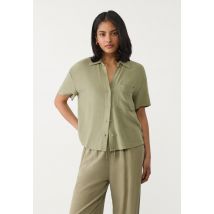 Stradivarius Chemise manches courtes avec lin  Kaki S