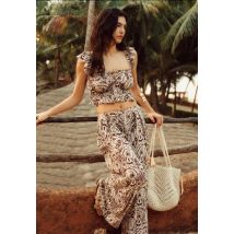Stradivarius Pantalon fluide palazzo imprimé  Marron M