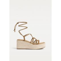 Stradivarius Sandales compensées en jute nouées  BEIGE 36
