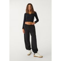 Stradivarius Pantalon jogger en molleton boyfriend  Noir M