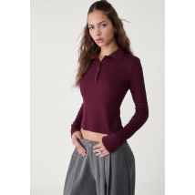 Stradivarius T-shirt polo à manches longues  Grenat L