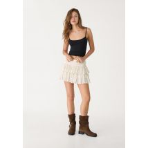 Stradivarius Mini-jupe-culotte à volants  DENIM GRIS DÉLAVÉ S