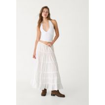 Stradivarius Top encolure américaine col en v  Blanc S