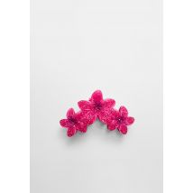 Stradivarius Pince à cheveux triple fleur  Fuchsia OS