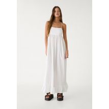 Stradivarius Longue robe en popeline  Blanc S