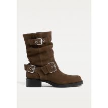Stradivarius Bottines en cuir avec boucles  MARRON 37