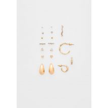 Stradivarius Lot de 9 paires de boucles d’oreilles mini-goutte  Or OS