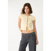 Stradivarius T-shirt boutonné  Jaune pastel S