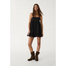 Stradivarius Robe fluide courte en popeline  Noir S