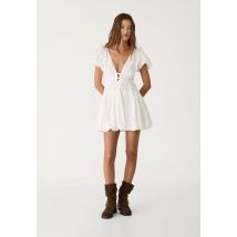 Stradivarius Robe courte ballon manches courtes  Blanc S
