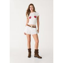 Stradivarius T-shirt manches courtes cerises  Blanc L