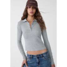 Stradivarius T-shirt polo à manches longues  Gris foncé S